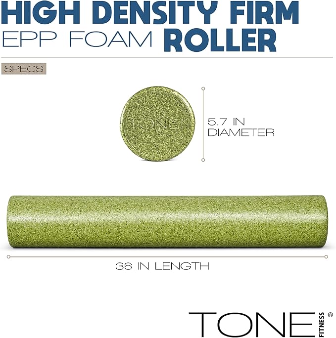Tone Fitness High Density EPP Foam Exercise Foam Roller for Yoga, Pilates, Stretching, Massage, and Recovery | Multiple Sizes and Colors