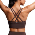 CRZ YOGA Naked Feeling Strappy Longline Sports Bras for Women - Medium Impact Criss Cross Yoga Padded Workout Crop Top