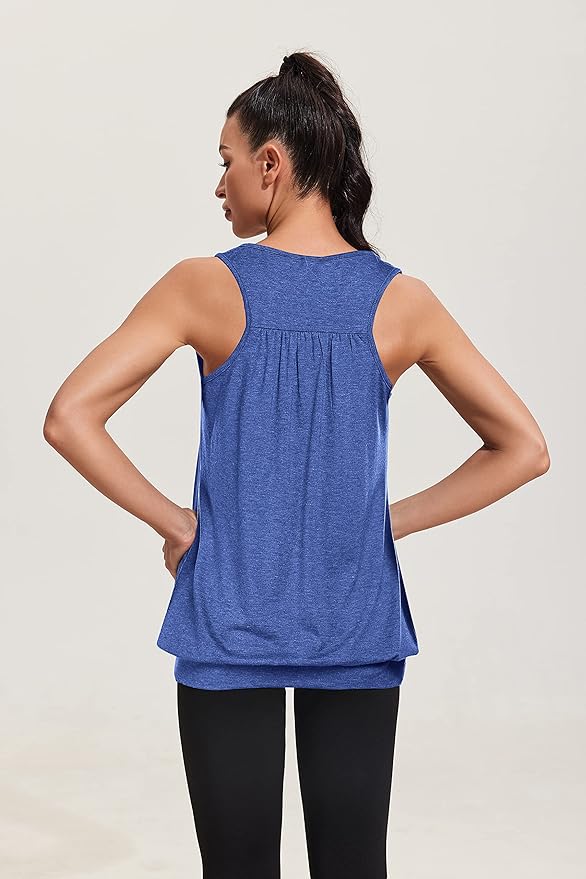 Beyove 3 Pack Banded Bottom Workout Tops for Women Tummy Flattering Yoga Tank Tops Plus Size Racerback Athletic Gym Shirts