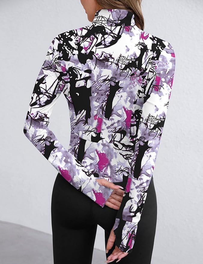 Avoogue Women Lightweight Active Jacket Full Zip Workout Running Yoga Athletic Outerwear with Pockets
