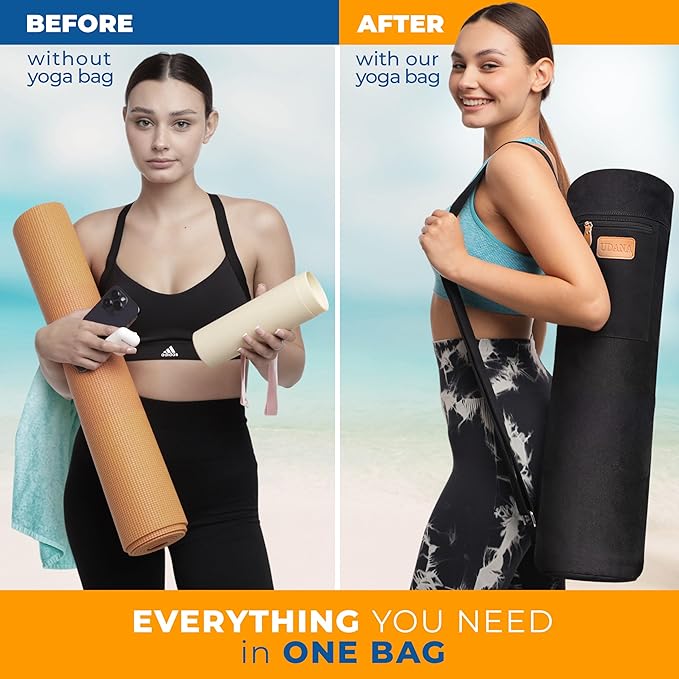 UDANA Yoga Mat Bag – Heavy Duty Canvas Carrier with 3 Pockets & Full Zip – Available in 3 Sizes (16L, 18L, 34L) - Multiple Colors
