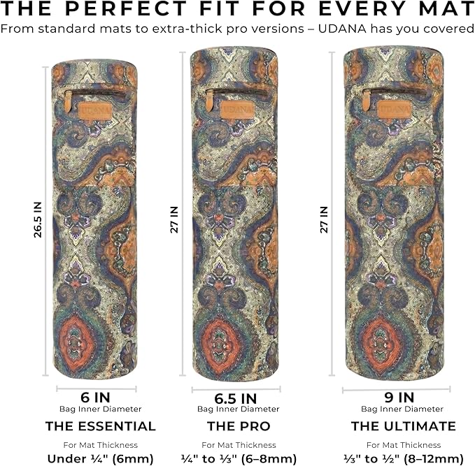 UDANA Yoga Mat Bag – Heavy Duty Canvas Carrier with 3 Pockets & Full Zip – Available in 3 Sizes (16L, 18L, 34L) - Multiple Colors