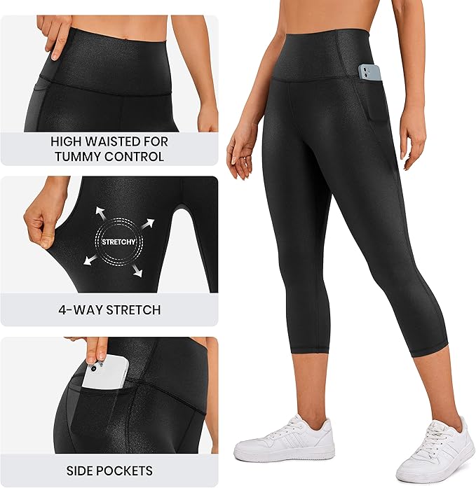 CRZ YOGA Butterluxe Workout Capri Leggings Pockets 21" - High Waisted Gym Athletic Womens Crop Yoga