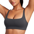 CRZ YOGA Butterluxe Square Neck Spaghetti Strap Sports Bras for Women - Low Coverage Yoga Wireless Padded Cami Crop Top