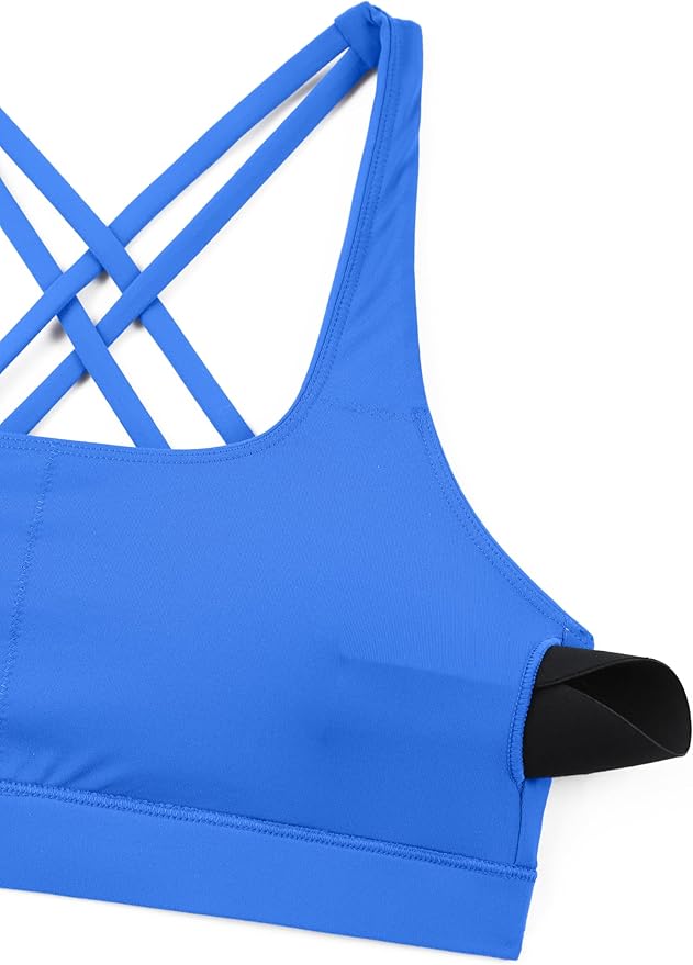 CRZ YOGA Butterbreeze Square Neck Sports Bras for Women - Strappy Thin Straps Workout Traning Padded Gym Halter Cami Top