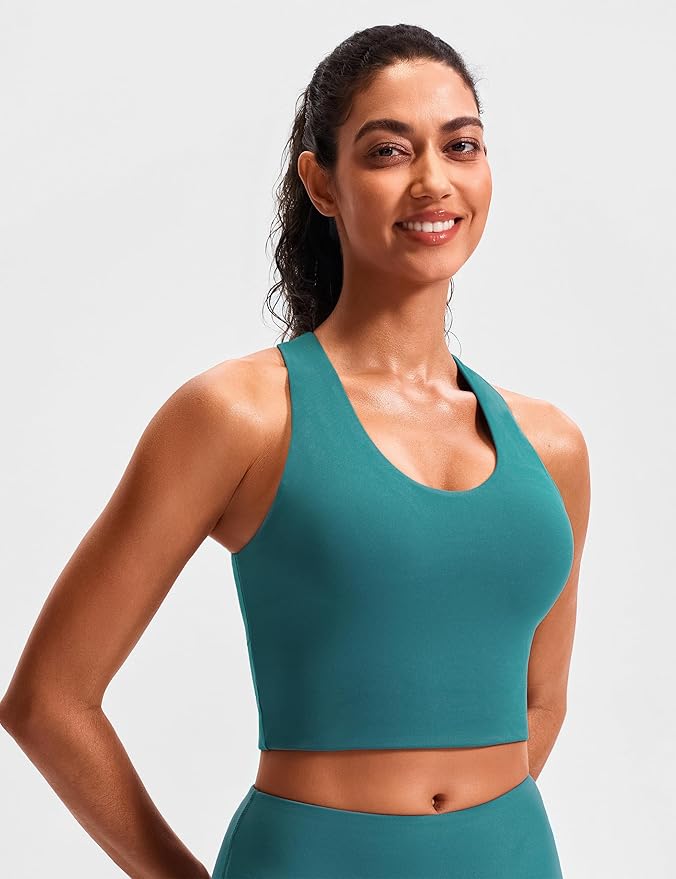 Sports Bras for Women Criss-Cross Back Padded Workout Tank Tops Medium Support Crop Tops for Women