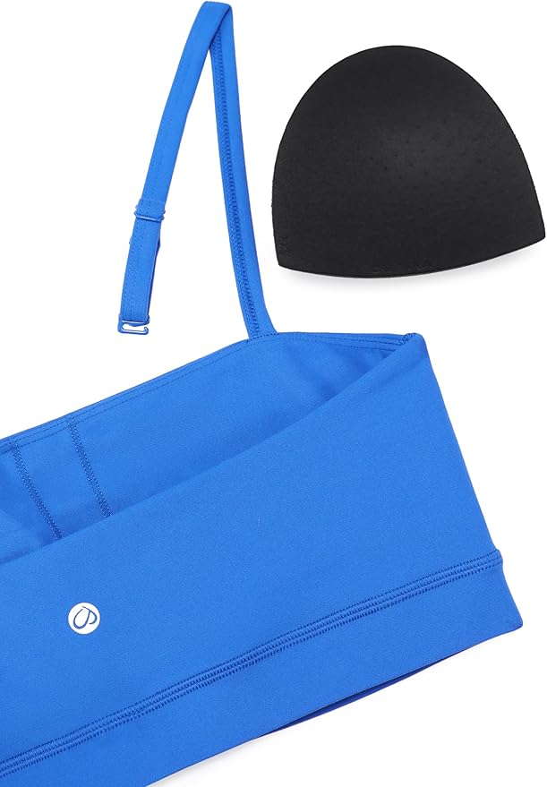 CRZ YOGA Butterluxe Womens Adjustable Spaghetti Thin Strap Sports Bra - Padded Wireless Square Neck Workout Yoga Clothes