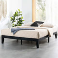 Mellow Naturalista Classic 12 Inch Solid Wood Platform Bed with Wooden Slats, King, Black