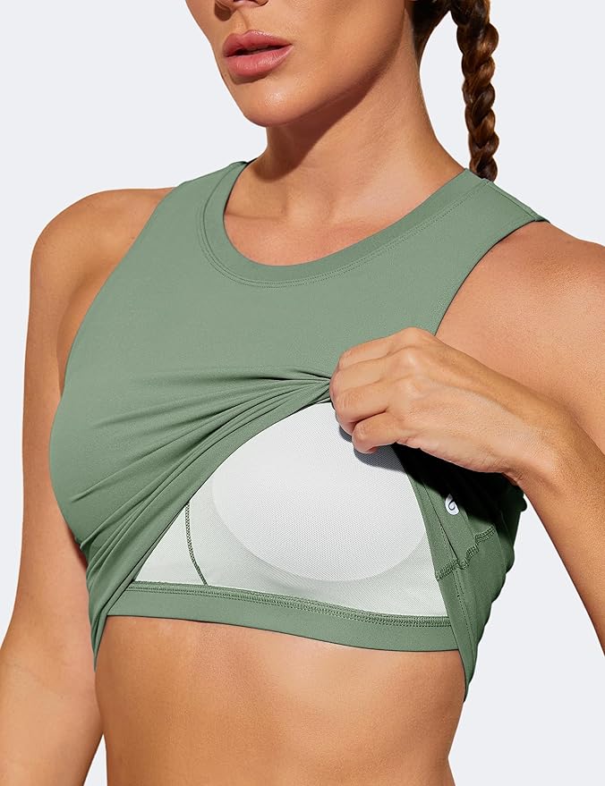 Natural Feelings Nudi Sports Bras for Women Removable Padded Yoga Tank Tops Sleeveless Fitness Workout Crop Tops