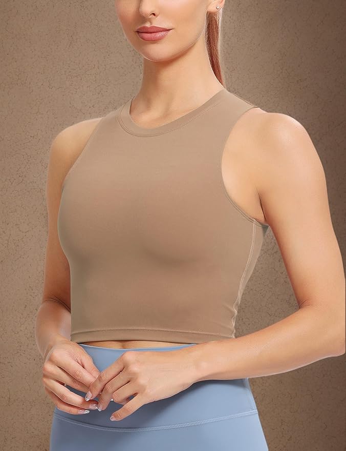 Natural Feelings Nudi Sports Bras for Women Removable Padded Yoga Tank Tops Sleeveless Fitness Workout Crop Tops