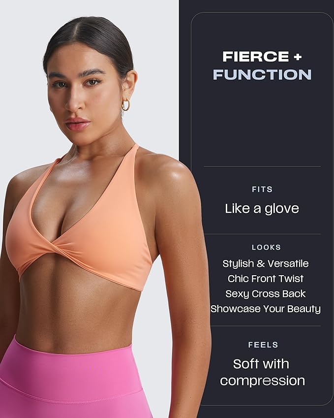 Aoxjox Women's Workout Sports Bras Fitness Metamorph Sienna Twist Bra Yoga Crop Tank
