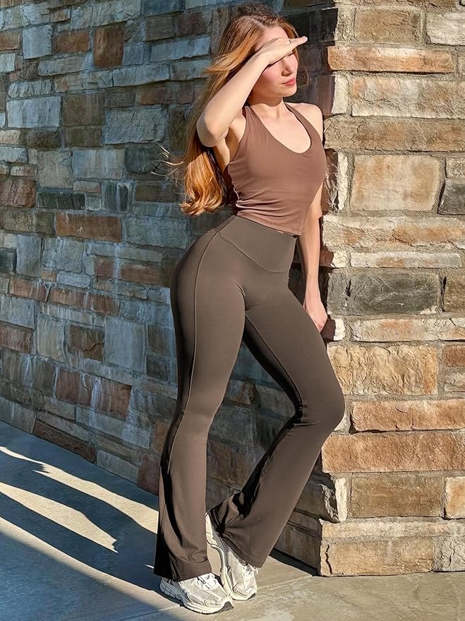 YEOREO Women's Mini Flared Workout High Waist No Front Seam Yoga Legging Pants