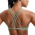 CRZ YOGA Womens Naked Feeling Criss Cross Sports Bra - Strappy Back Padded Medium Support Wireless Gym Cami Workout Yoga