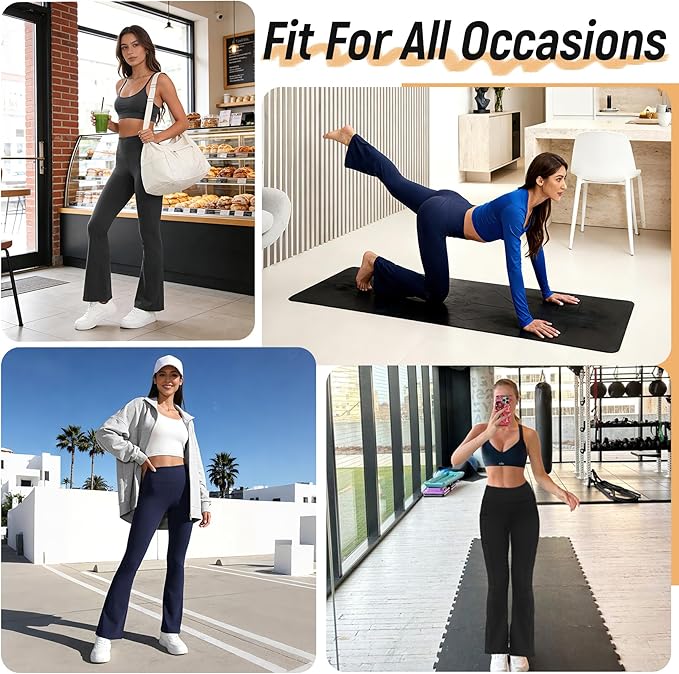 3 Packs Women's Flare Leggings with Pockets, Soft High Waisted Tummy Control Bootcut Workout Yoga Pants