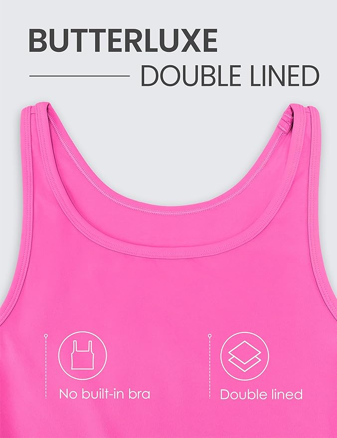 CRZ YOGA Butterluxe Double Lined Tank Tops for Women - Workout Casual Scoop Neck Racerback Crop Sleeveless Shirt