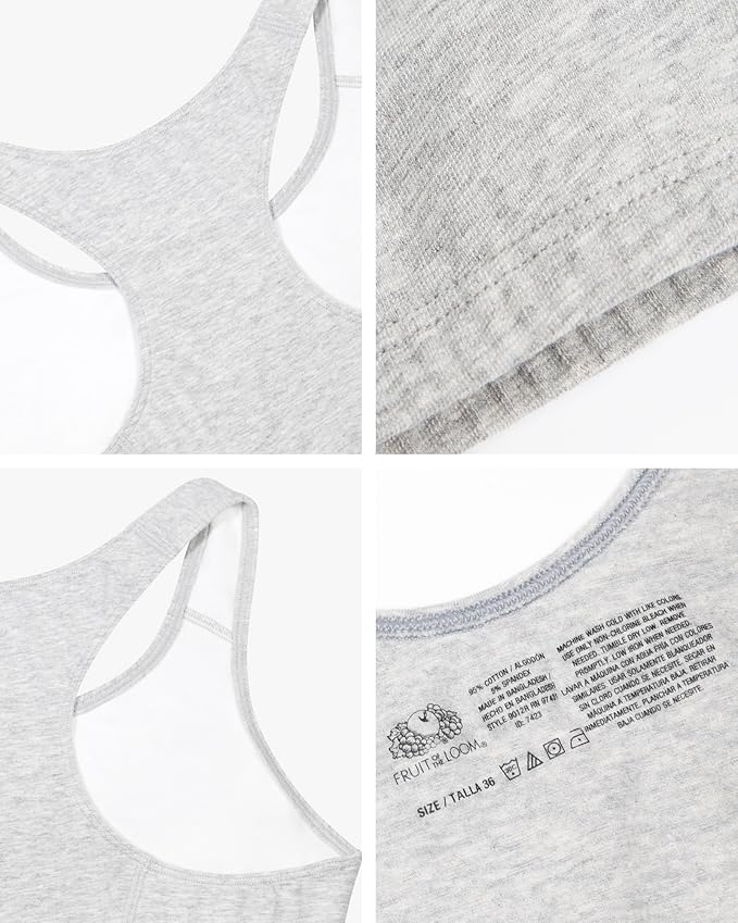 Fruit of the Loom Women's Cotton Tank Bra for Women - Ultimate Comfort & Breathable Fit