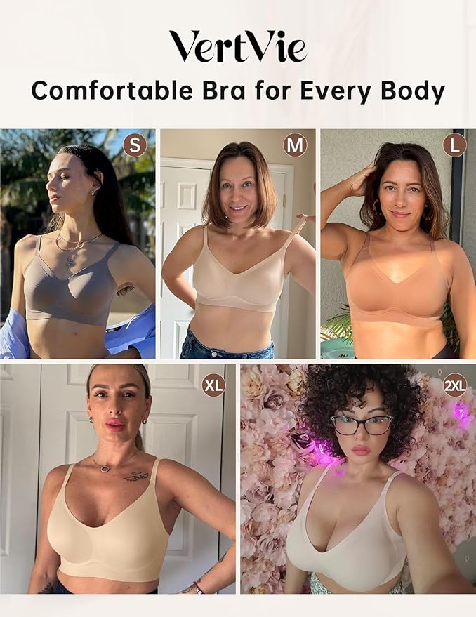 Vertvie Womens Seamless Jelly Bras No Underwire Comfort Push Up Bras Buttery Soft Wireless Bralette Full Coverage Sports Bra