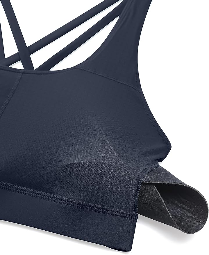 CRZ YOGA Naked Feeling Strappy Padded Sports Bras for Women - Fitness Workout Top Criss Cross Back Yoga Cami