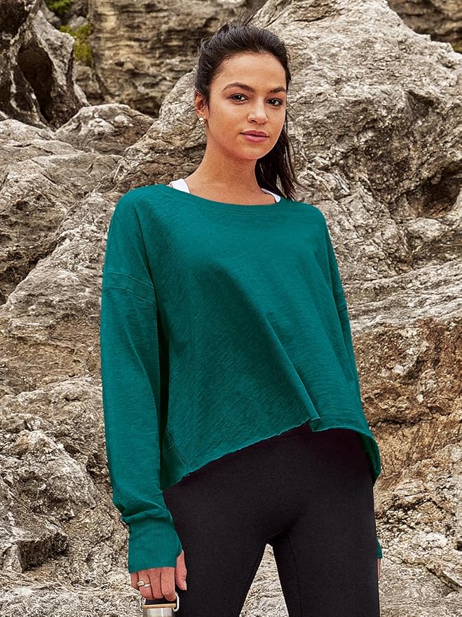 Panadila Womens Open Back Workout Top Long Sleeve Athletic Shirts Casual Crop Running Tee Y2k Yoga