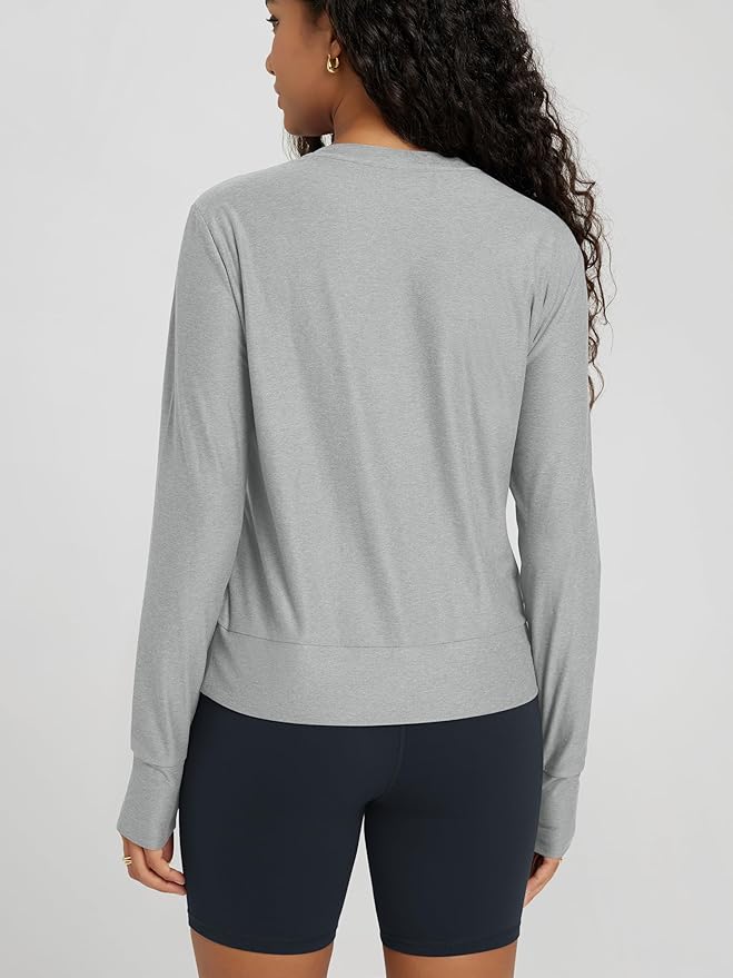 ODODOS Women's Long Sleeve Crewneck Tee - Ultra-Soft odSTRATUM Tech Performance T-Shirts UPF 50+ Daily Pullover Tops