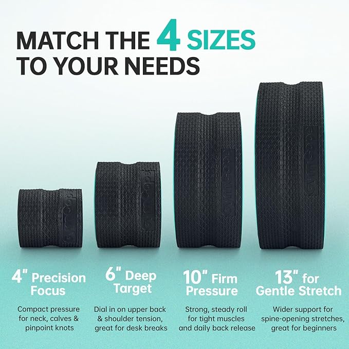 Back Wheel Foam Roller – Targeted Back & Neck Relief, Lumbar Spine Stretcher, Spinal Decompression Stretcher, Massage Roller with Density Foam for Physical Therapy, Supports 500lbs
