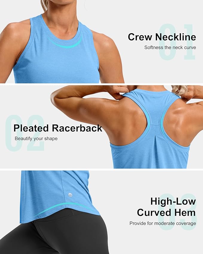 G Gradual Women's Workout Tank Tops Racerback Athletic Yoga Tops Loose Fit Sleeveless Running Gym Sports Shirts for Women
