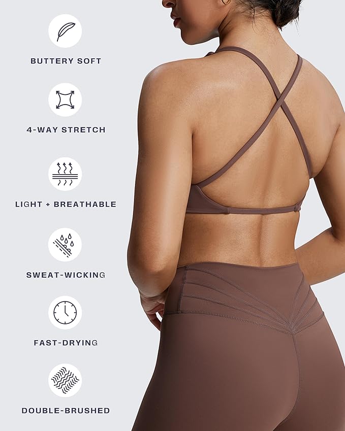 Aoxjox Women's Workout Sports Bras Fitness Metamorph Sienna Twist Bra Yoga Crop Tank