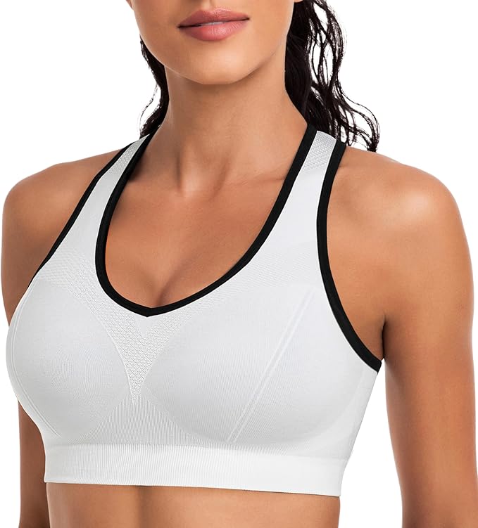 Racerback Sports Bras for Women with Pads - High Impact Athletic Tank Tops for Yoga and Workout Brassieres Bra