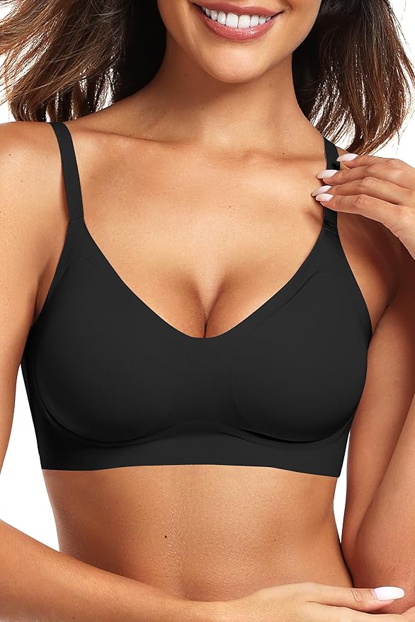Vertvie Womens Seamless Jelly Bras No Underwire Comfort Push Up Bras Buttery Soft Wireless Bralette Full Coverage Sports Bra