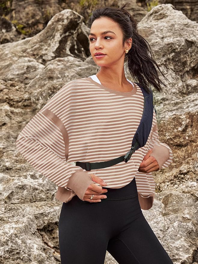 Panadila Womens Open Back Workout Top Long Sleeve Athletic Shirts Casual Crop Running Tee Y2k Yoga