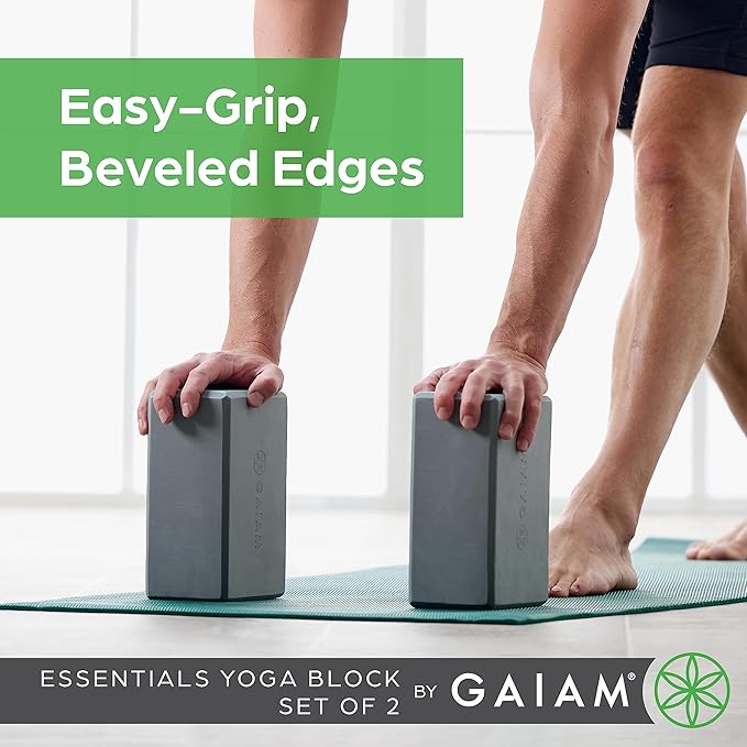 Gaiam Yoga Block - Supportive Latex-Free Eva Foam - Soft Non-Slip Surface with Beveled Edges for Yoga, Pilates, Meditation
