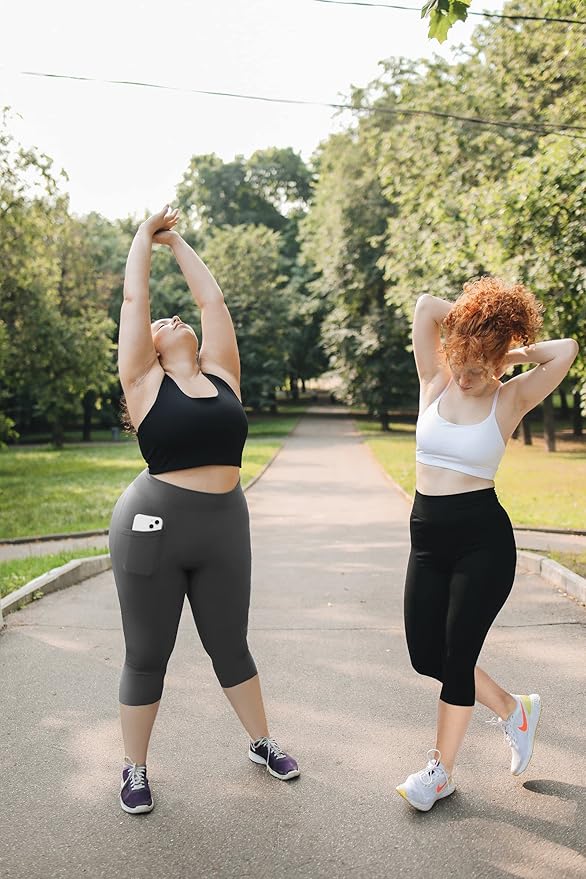 Plus Size Leggings for Women with Pockets-Stretchy XL-5XL Yoga Pants Tummy Control High Waist Workout Leggings