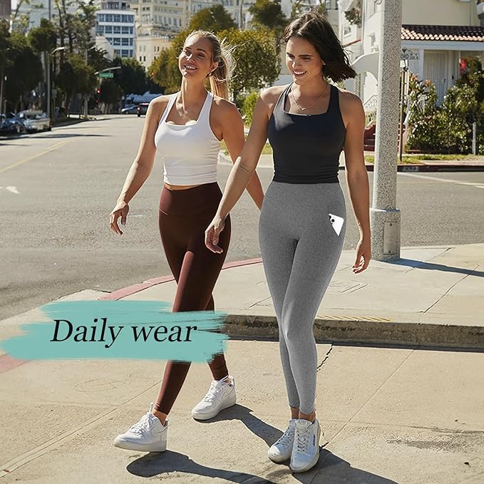 MOREFEEL Leggings with Pockets for Women, High Waisted Tummy Control Workout Hip Lift Yoga Pants Activewear
