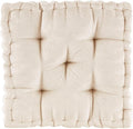 Intelligent Design Azza Floor Pillow, Large Cushions Sitting for Adults, Floor Pillow for Meditation or Yoga, Lustrous Chenille Tufted with Scalloped Edges for Bench/Chair Cushion, 20"x20"x5" Ivory