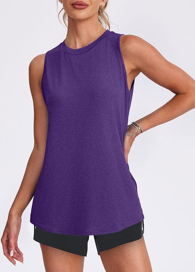 Womens Workout Tank Tops Lightweight Sleeveless Shirts for Women Loose Fit Tops for Athletic Running Tennis Yoga