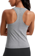 CRZ YOGA Seamless Workout Tank Tops for Women - Athletic Running Gym Sleeveless Shirts Crewneck Racerback Breathable