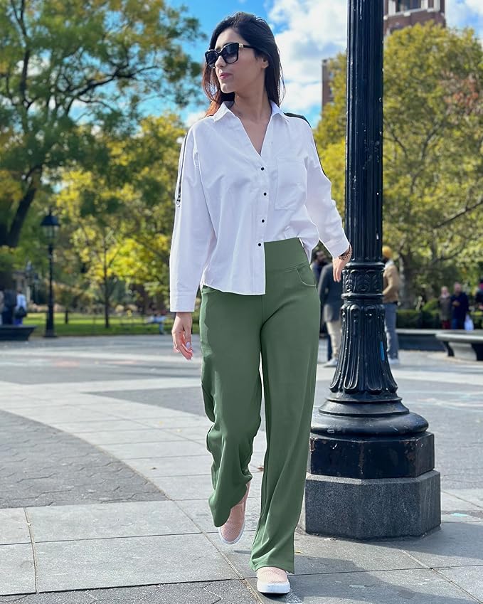Promover Wide Leg Pants Woman Yoga Pants with Pockets Stretch Loose Casual Lounge Sweatpants Petite/Regular/Tall
