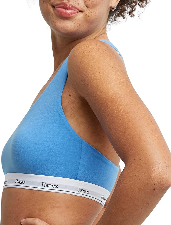 Hanes Women's Originals Racerback Bralette Pack, Breathable Stretch Cotton Bras, 2-Pack