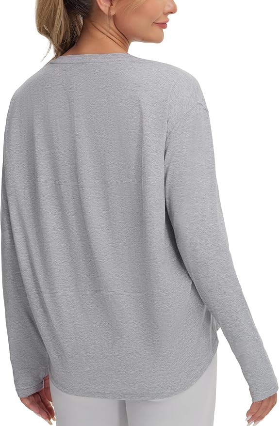 THE GYM PEOPLE Women's Long Sleeve Workout Shirts Back Loose Fit Running Tee Tops with Thumb Hole
