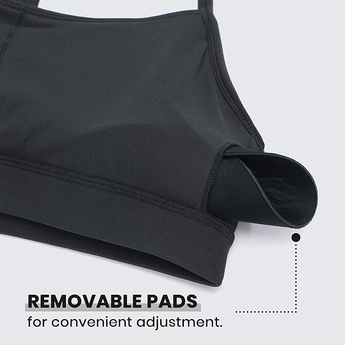 CRZ YOGA Butterluxe Y Back Sports Bras for Women - Padded Racerback Low Impact Spaghetti Thin Strap Workout Yoga Top