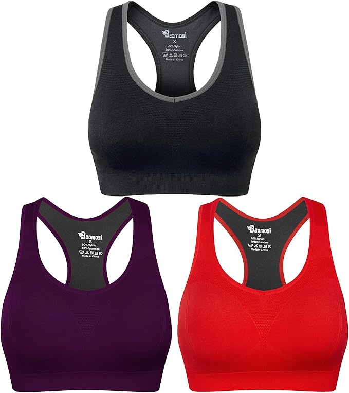 Women's Seamless Racerback Sports Bra High Impact Support Yoga Gym Workout Fitness