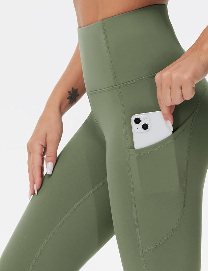 THE GYM PEOPLE Thick High Waist Yoga Pants with Pockets, Tummy Control Workout Running Yoga Leggings for Women
