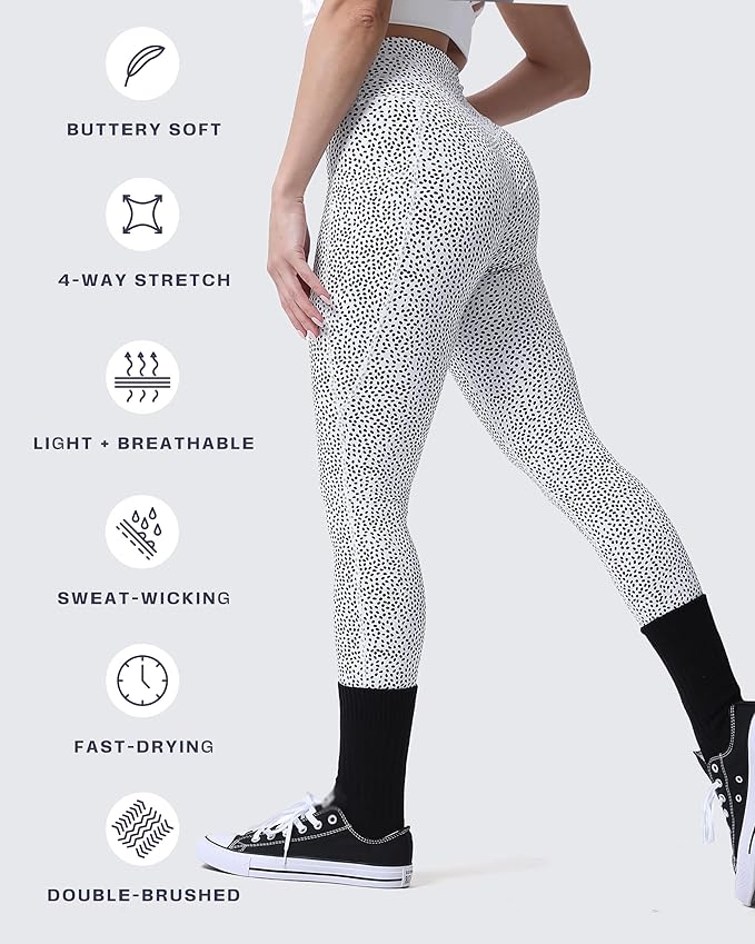 Aoxjox Women's Trinity High Waisted Yoga Pants with Pockets Cross-Waist Tummy Control Buttery Soft Workout Leggings 26"