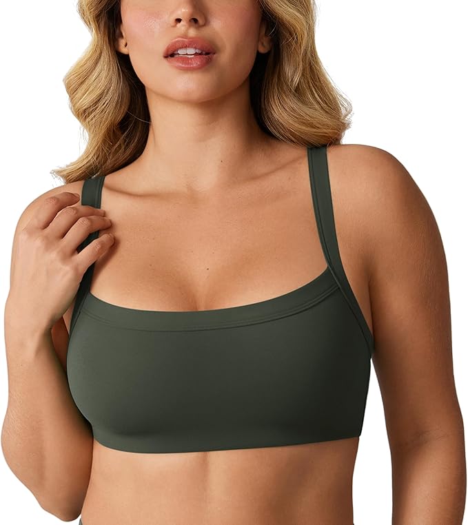 UNISSU Hugcurve Adjustable Sports Bra Square Neck Wireless Padded Yoga Workout Tops