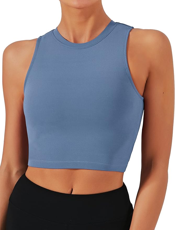 Natural Feelings Nudi Sports Bras for Women Removable Padded Yoga Tank Tops Sleeveless Fitness Workout Crop Tops