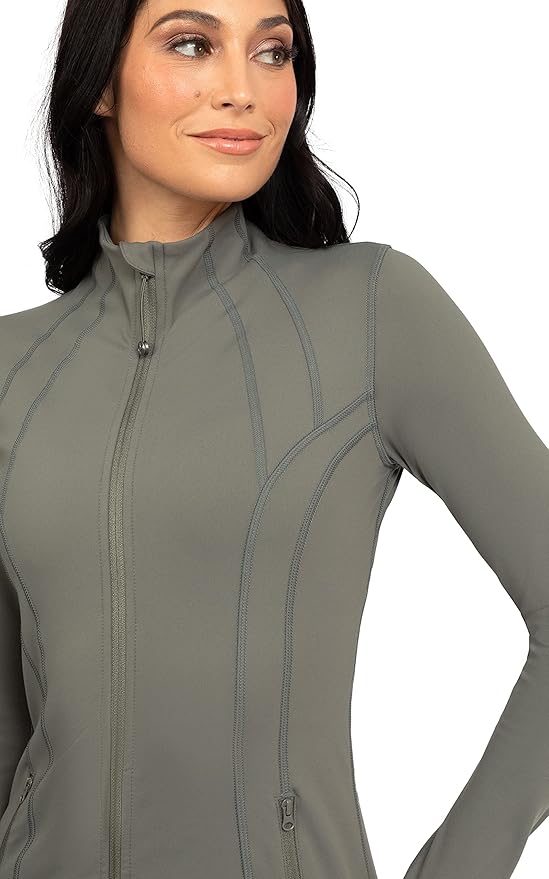 90 Degree By Reflex Full Zip Running Track Jacket Lightweight Athletic Slim Fit Jacket with Thumbholes