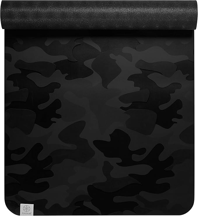 Gaiam Dry-Grip Yoga Mat - 5mm Thick Non-Slip Exercise & Fitness Mat for Standard or Hot Yoga, Pilates and Floor Workouts - Cushioned Support, Non-Slip Coat - 68 x 24 Inches