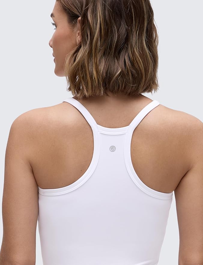 CRZ YOGA Butterluxe Soft Double Lined V Neck Tank Tops for Women - Yoga Casual Camisole Racerback Tight Sleeveless Shirt