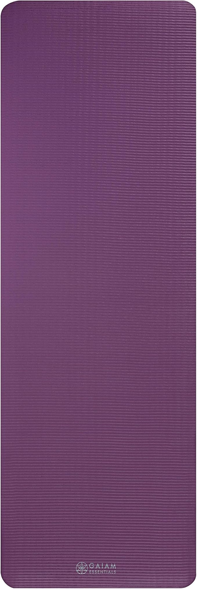 Gaiam Yoga Mat, Pilates & Exercise Mat, Thick 2/5" (10mm) Workout Mat with Easy-Cinch Carrying Strap for Home & Gym Workouts