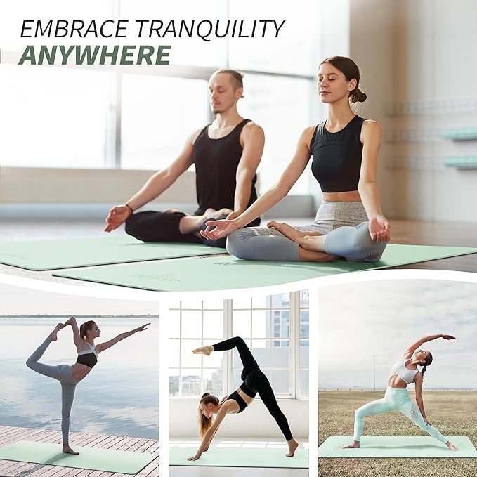 CAMBIVO Yoga Mat for Women Men Kids, 1/3 & 1/4 & 2/5 Inch Extra Thick Yoga Mat Non Slip, 72" x 24" TPE Yoga Mats, Workout Mat with Carrying Strap for Yoga, Pilates and Floor Exercises